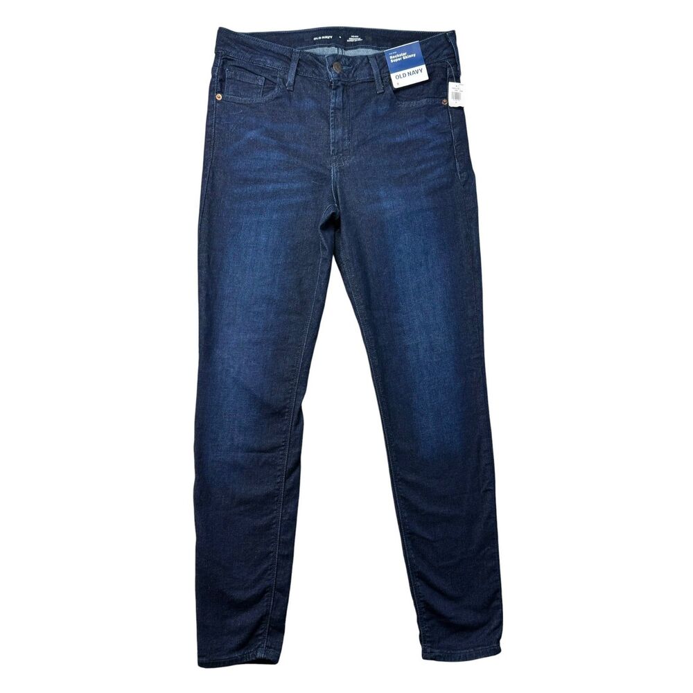 Old Navy Jeans Women's 8 Blue Rockstar Super Skinny Mid Rise Dark Wash Pants NWT